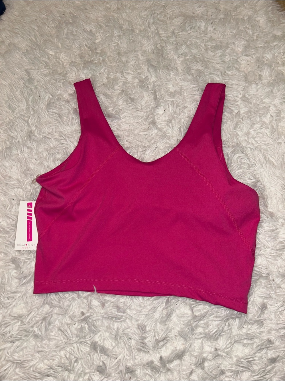 Ultra Flirt dark pink cropped tank top sports bra womans size XL NEW